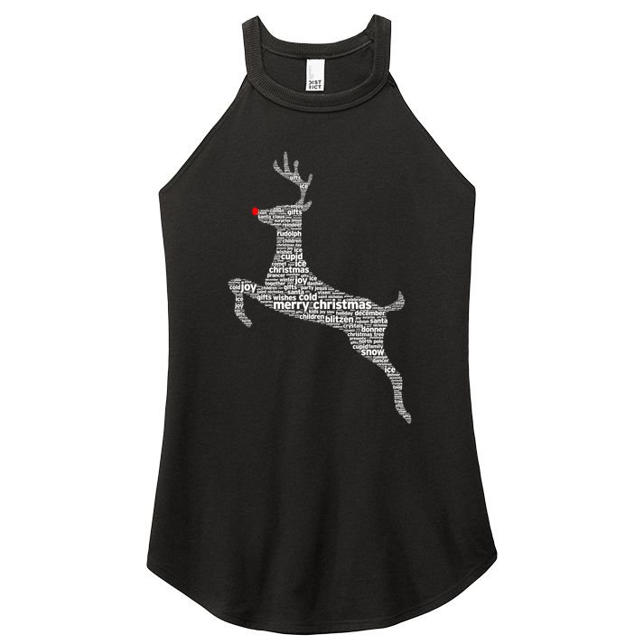 Wordy Reindeer Christmas Women's Perfect Tri Rocker Tank