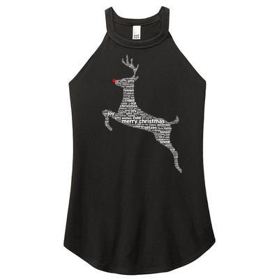 Wordy Reindeer Christmas Women's Perfect Tri Rocker Tank