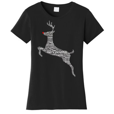 Wordy Reindeer Christmas Women's T-Shirt