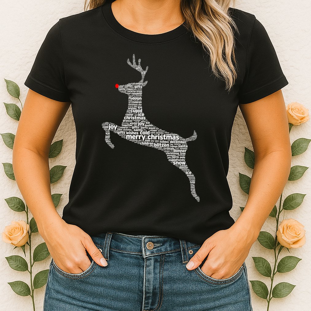 Wordy Reindeer Christmas Womens T-Shirt