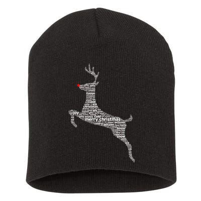 Wordy Reindeer Christmas Short Acrylic Beanie