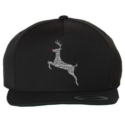 Wordy Reindeer Christmas Wool Snapback Cap