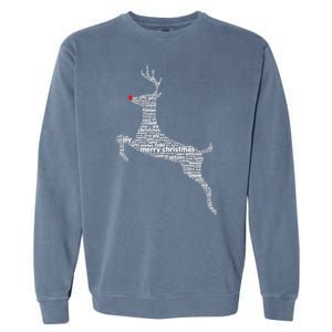 Wordy Reindeer Christmas Garment-Dyed Sweatshirt