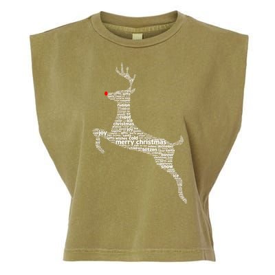 Wordy Reindeer Christmas Garment-Dyed Women's Muscle Tee