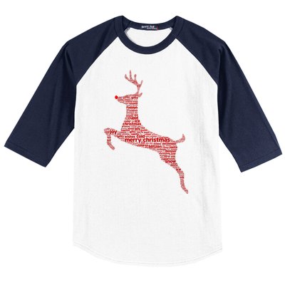 Wordy Reindeer Christmas Baseball Sleeve Shirt