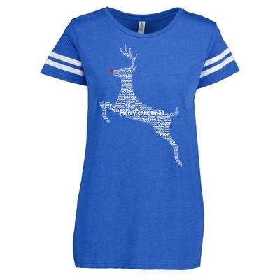 Wordy Reindeer Christmas Enza Ladies Jersey Football T-Shirt