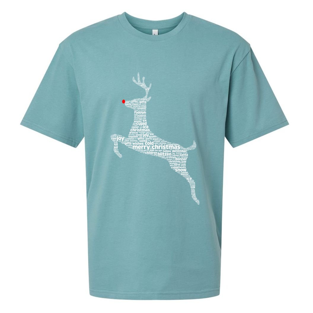Wordy Reindeer Christmas Sueded Cloud Jersey T-Shirt