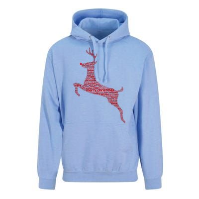 Wordy Reindeer Christmas Unisex Surf Hoodie