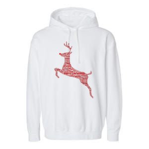 Wordy Reindeer Christmas Garment-Dyed Fleece Hoodie