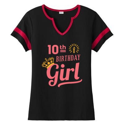 10th Birthday Girl Ladies Halftime Notch Neck Tee