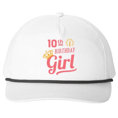 10th Birthday Girl Snapback Five-Panel Rope Hat