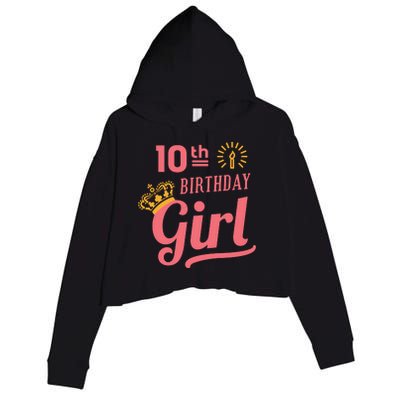 10th Birthday Girl Crop Fleece Hoodie