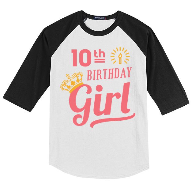 10th Birthday Girl Kids Colorblock Raglan Jersey