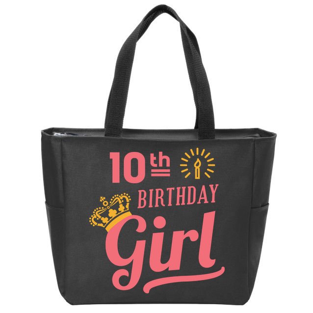 10th Birthday Girl Zip Tote Bag