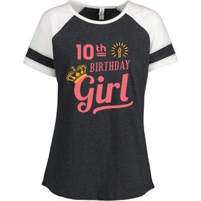 10th Birthday Girl Enza Ladies Jersey Colorblock Tee