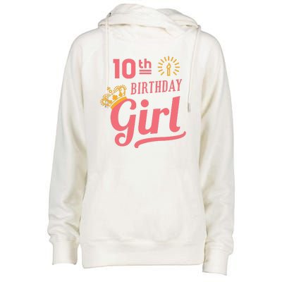 10th Birthday Girl Womens Funnel Neck Pullover Hood