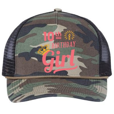 10th Birthday Girl Retro Rope Trucker Hat Cap