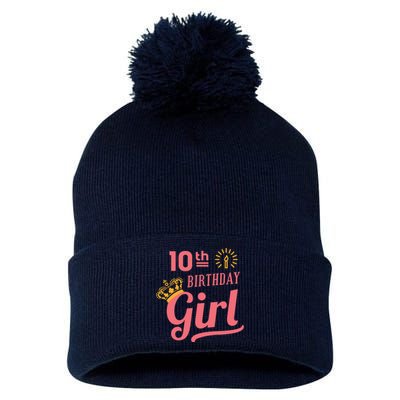 10th Birthday Girl Pom Pom 12in Knit Beanie