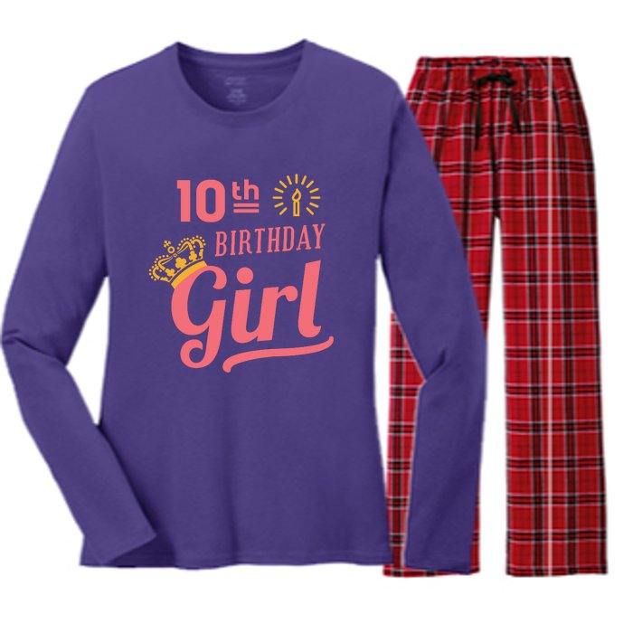 10th Birthday Girl Women's Long Sleeve Flannel Pajama Set 