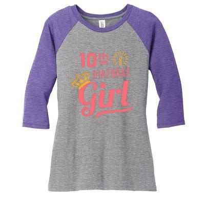 10th Birthday Girl Women's Tri-Blend 3/4-Sleeve Raglan Shirt