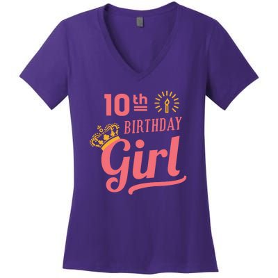 10th Birthday Girl Women's V-Neck T-Shirt