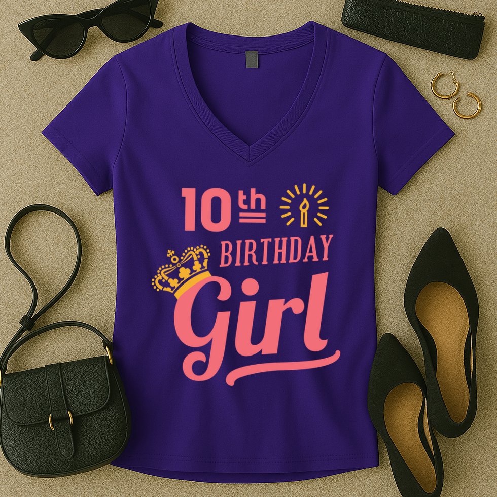 10th Birthday Girl Women's V-Neck T-Shirt