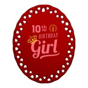 10th Birthday Girl Ceramic Oval Ornament