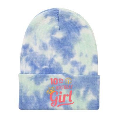 10th Birthday Girl Tie Dye 12in Knit Beanie