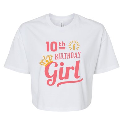 10th Birthday Girl Bella+Canvas Jersey Crop Tee