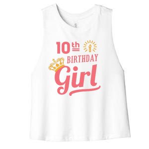 10th Birthday Girl Women's Racerback Cropped Tank