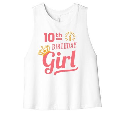 10th Birthday Girl Women's Racerback Cropped Tank