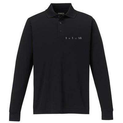 1 + 1 = 10 Developer Programmer Software Engineer Performance Long Sleeve Polo