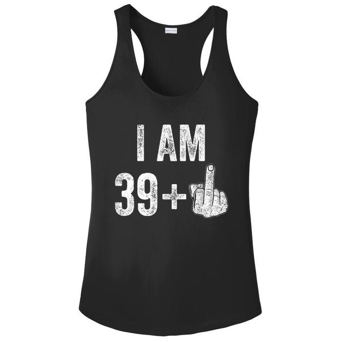 1981 1982 Birthday  Male Him Fun 40 Funny 40th Birthday Ladies PosiCharge Competitor Racerback Tank