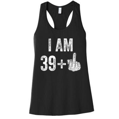 1981 1982 Birthday  Male Him Fun 40 Funny 40th Birthday Women's Racerback Tank