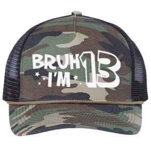 13yr 13th Bruh Im 13 Birthday Funny Birthday Retro Rope Trucker Hat Cap