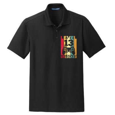 13yr 13 Birthday Son Funny Gamer 13th Years Old Birthday Dry Zone Grid Polo