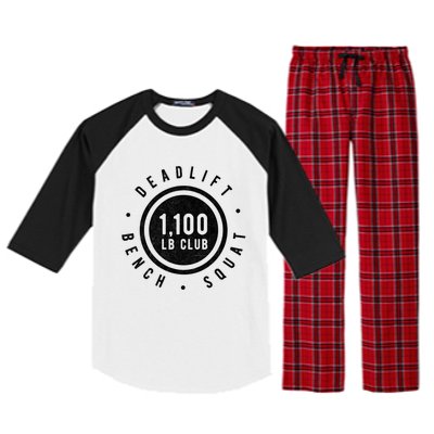 1 100lb Club Powerlifting Gym Elite Strength Workout Novelty Funny Gift Raglan Sleeve Pajama Set