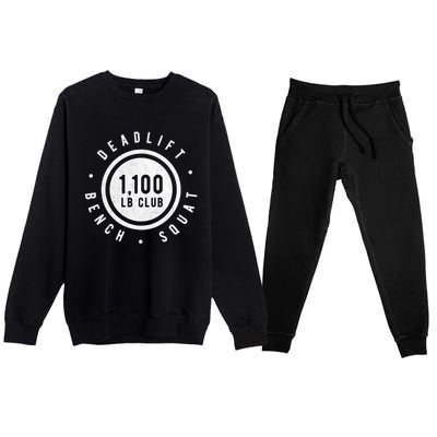 1 100lb Club Powerlifting Gym Elite Strength Workout Novelty Funny Gift Premium Crewneck Sweatsuit Set