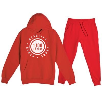 1 100lb Club Powerlifting Gym Elite Strength Workout Novelty Funny Gift Premium Hooded Sweatsuit Set