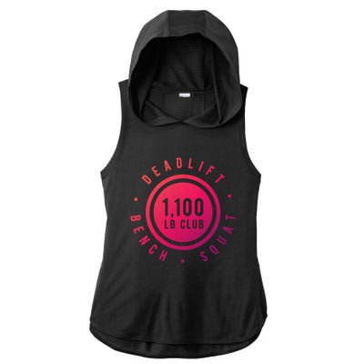 1 100lb Club Powerlifting Gym Elite Strength Workout Novelty Funny Gift Ladies PosiCharge Tri-Blend Wicking Draft Hoodie Tank