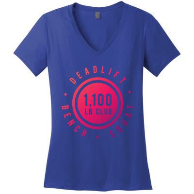 1 100lb Club Powerlifting Gym Elite Strength Workout Novelty Funny Gift Women's V-Neck T-Shirt