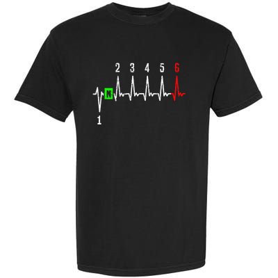 1n23456 1 Down 6 Up Motorcycle Shift Pattern Garment-Dyed Heavyweight T-Shirt