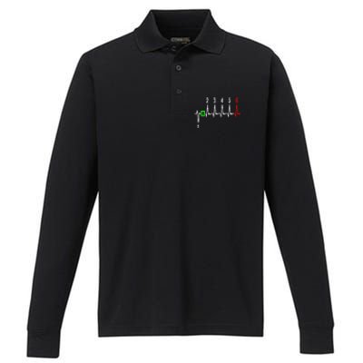 1n23456 1 Down 6 Up Motorcycle Shift Pattern Performance Long Sleeve Polo