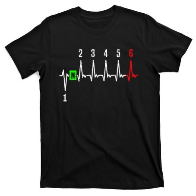 1n23456 1 Down 6 Up Motorcycle Shift Pattern T-Shirt