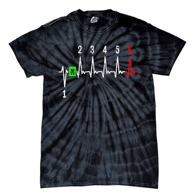 1n23456 1 Down 6 Up Motorcycle Shift Pattern Tie-Dye T-Shirt