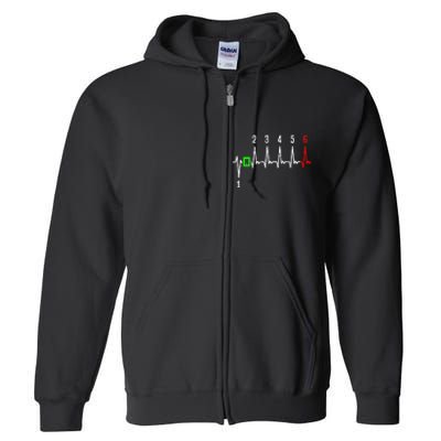 1n23456 1 Down 6 Up Motorcycle Shift Pattern Full Zip Hoodie