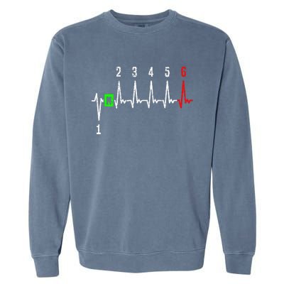 1n23456 1 Down 6 Up Motorcycle Shift Pattern Garment-Dyed Sweatshirt