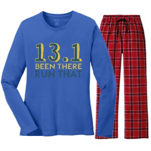 13 1 Great Gift Been There Run That Great Gift Funny Half Marathon Meaningful Gi Women's Long Sleeve Flannel Pajama Set 