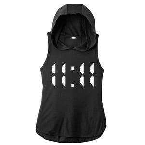 11 11 Synchronicity Spiritual Numerology 1111 Motivational Ladies PosiCharge Tri-Blend Wicking Draft Hoodie Tank