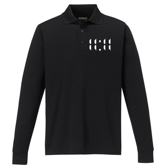 11 11 Synchronicity Spiritual Numerology 1111 Motivational Performance Long Sleeve Polo